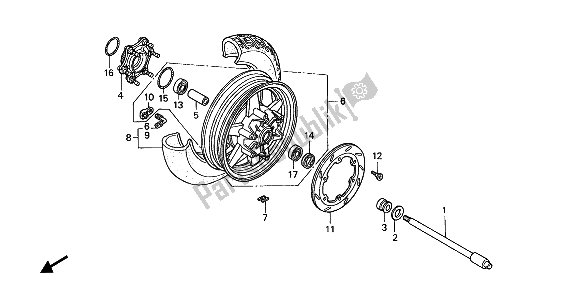 Tutte le parti per il Ruota Posteriore del Honda GL 1500 1988