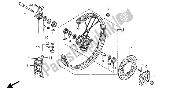 Tutte le parti per il Ruota Anteriore del Honda XR 650R 2003