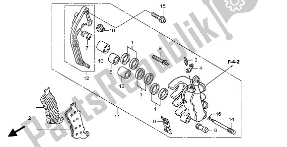 All parts for the Front Brake Caliper (l.) of the Honda CBF 600 NA 2008