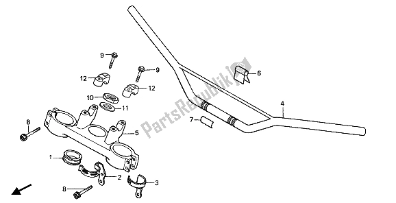 All parts for the Handle Pipe & Top Bridge of the Honda XR 250R 1985