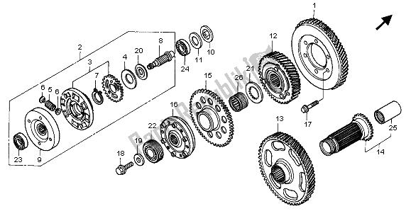 All parts for the Primary Drive Gear of the Honda GL 1500A 1996