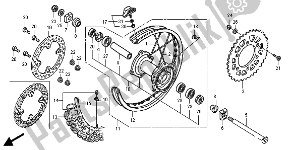 Todas as partes de Roda Traseira do Honda CRF 450R 2003
