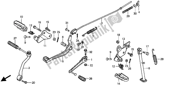 Todas las partes para Pedal Y Soporte Y Paso de Honda XR 80R 1993