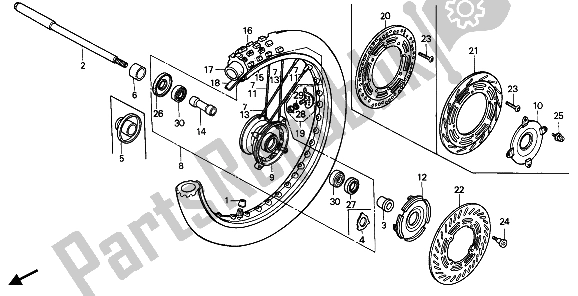 Todas las partes para Rueda Delantera de Honda CR 125R 1985