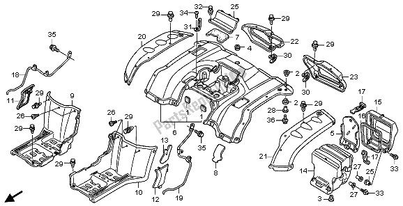 All parts for the Rear Fender of the Honda TRX 400 FA Fourtrax Rancher AT 2006