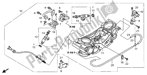 Alle onderdelen voor de Gasklephuis (assy.) van de Honda XL 1000 VA 2006