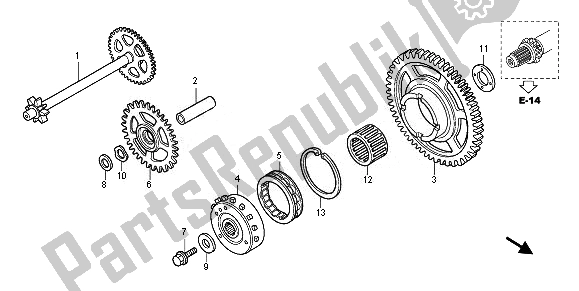 All parts for the Starting Clutch of the Honda CB 1000 RA 2010