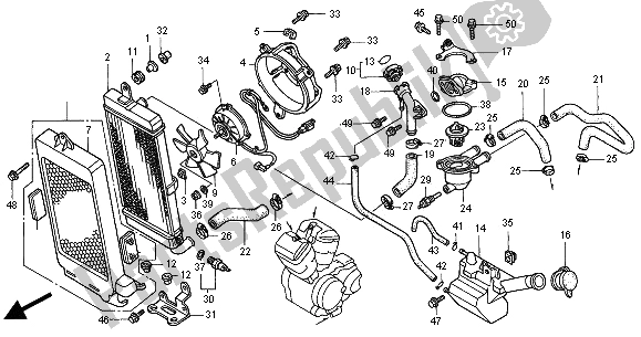 All parts for the Radiator of the Honda VT 750C2 2000