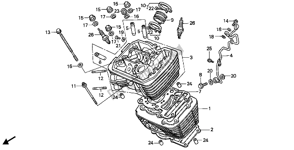 Todas las partes para Cilindro Y Culata (delantera) de Honda VT 600C 1988