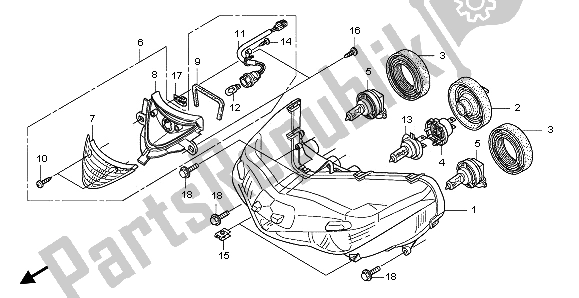 Tutte le parti per il Faro (eu) del Honda NSA 700A 2009