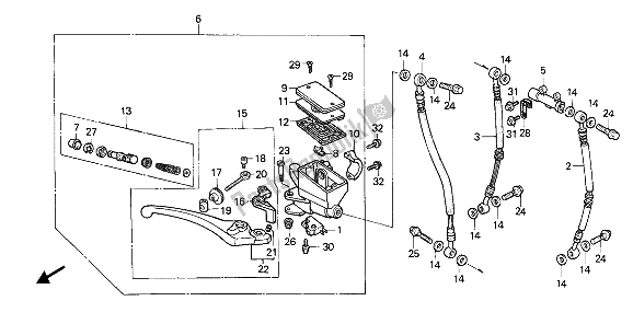 All parts for the Front Brake Master Cylinder of the Honda VFR 750F 1987