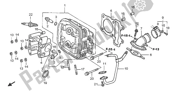 All parts for the Cylinder Head of the Honda SCV 100F 2005