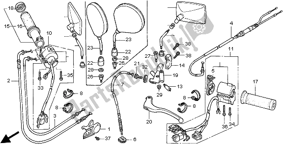All parts for the Switch & Cable of the Honda VT 1100C2 1997