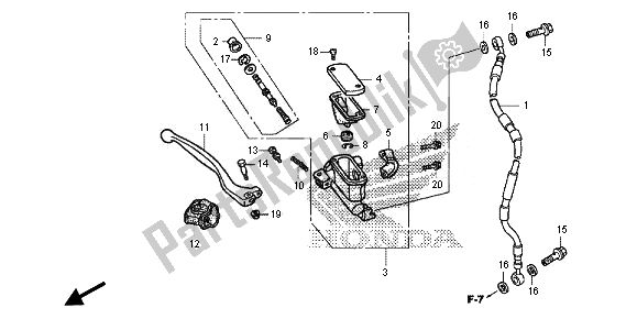 All parts for the Fr. Brake Master Cylinder of the Honda CRF 150 RB LW 2014