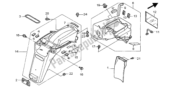 Todas las partes para Guardabarros Trasero de Honda XL 650V Transalp 2002