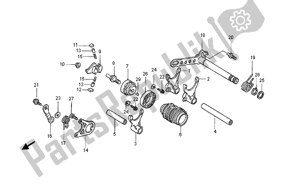 All parts for the Gearshift Drum of the Honda CRF 450X 2012