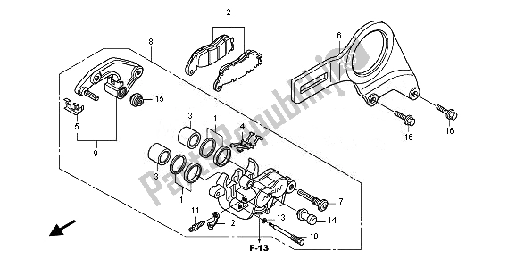 Tutte le parti per il Pinza Freno Posteriore del Honda CB 1000R 2010