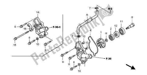 All parts for the Water Pump of the Honda TRX 450 ER 2008