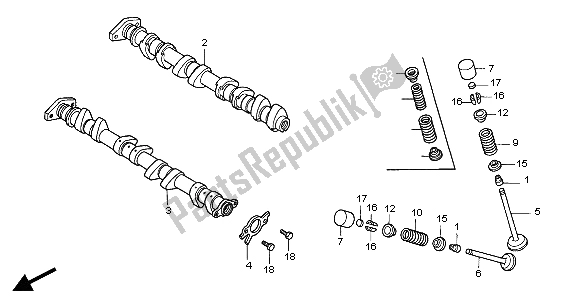 All parts for the Camshaft & Valve of the Honda CBR 600F 2004