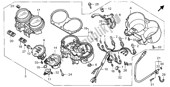 All parts for the Meter (mph) of the Honda NTV 650 1995