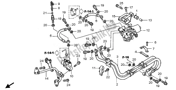 All parts for the Rear Brake Hose of the Honda VFR 800A 2010
