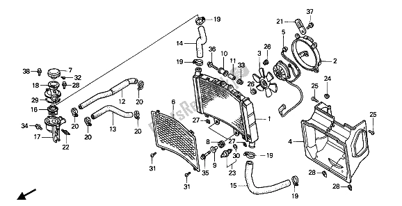 Toutes les pièces pour le Radiateur du Honda PC 800 1990