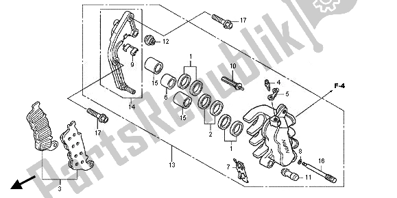 All parts for the L. Front Brake Caliper of the Honda VFR 800X 2011