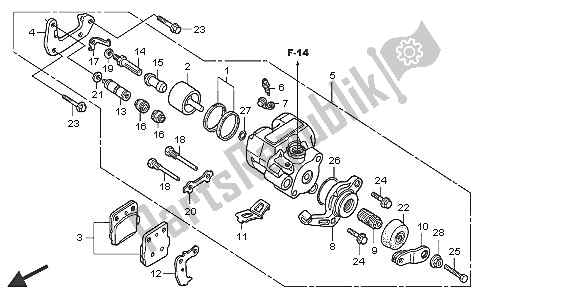 All parts for the Rear Brake Caliper of the Honda TRX 300 EX Fourtrax 2005