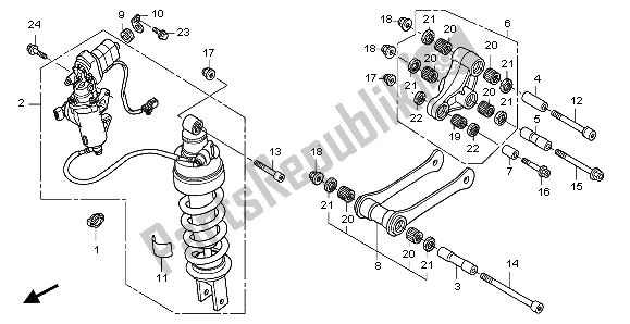 All parts for the Rear Cushion of the Honda GL 1800 Airbag 2007