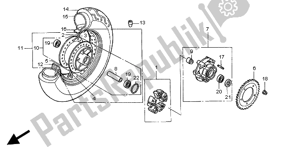 All parts for the Rear Wheel of the Honda VT 750C 1997