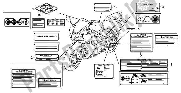 All parts for the Caution Label of the Honda CBR 600 RR 2009