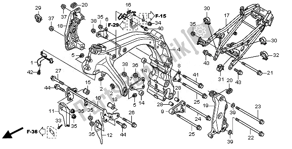 Alle onderdelen voor de Frame Lichaam van de Honda CBR 600 FA 2011