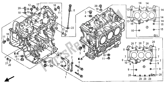 All parts for the Cylinder Block of the Honda GL 1500C 2001