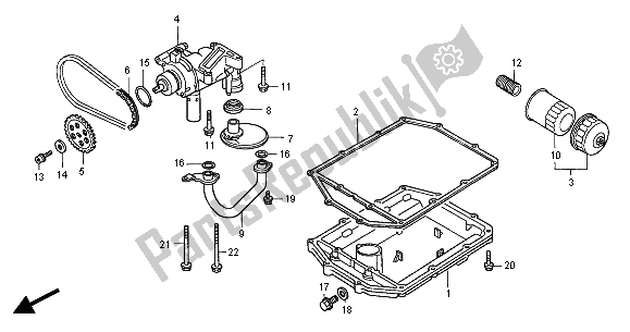 All parts for the Oil Pump of the Honda ST 1100A 2000