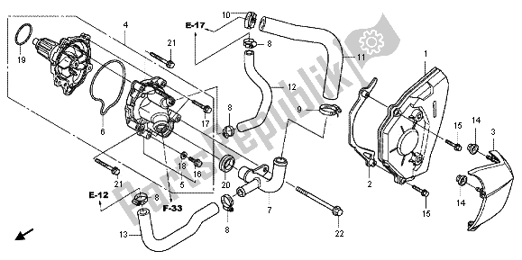 All parts for the Water Pump of the Honda CB 600 FA Hornet 2012