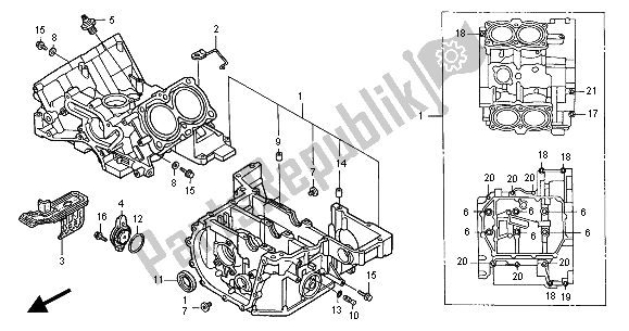 All parts for the Crankcase of the Honda ST 1100 2000