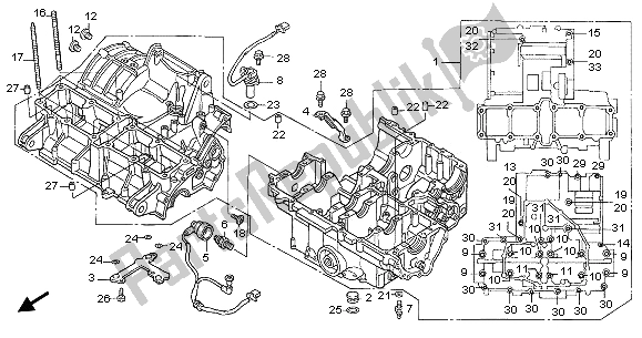 All parts for the Crankcase of the Honda CB 1300F 2003