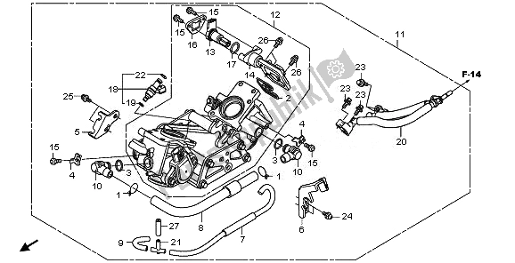 All parts for the Throttle Body of the Honda XL 125V 2010