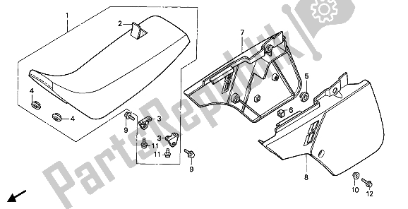 Todas las partes para Asiento Y Cubierta Lateral de Honda CR 500R 1 1990