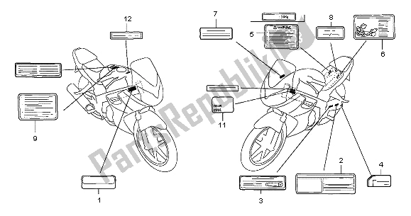 Alle onderdelen voor de Waarschuwingsetiket van de Honda CBR 125R 2005