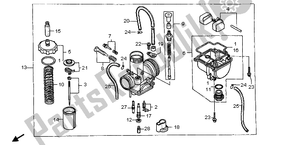 Todas as partes de Carburador do Honda CR 80R SW 1998