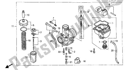 All parts for the Carburetor of the Honda CR 80R 1988