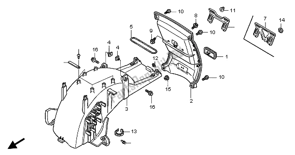 Toutes les pièces pour le Garde-boue Arrière du Honda GL 1800A 2002