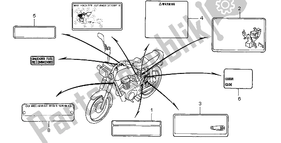 All parts for the Caution Label of the Honda CG 125 1998