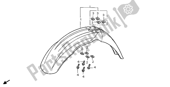 All parts for the Front Fender of the Honda CR 250R 2000