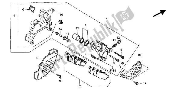 Todas las partes para Pinza De Freno Trasero de Honda XR 650R 2003