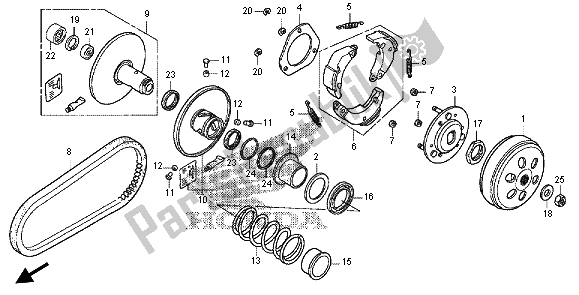 Todas as partes de Rosto Dirigido do Honda FES 125 2012