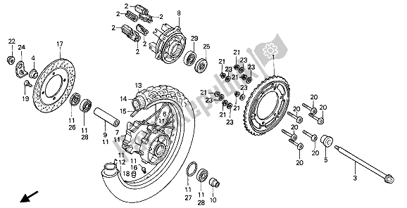 Todas las partes para Rueda Trasera de Honda XL 600V Transalp 1991