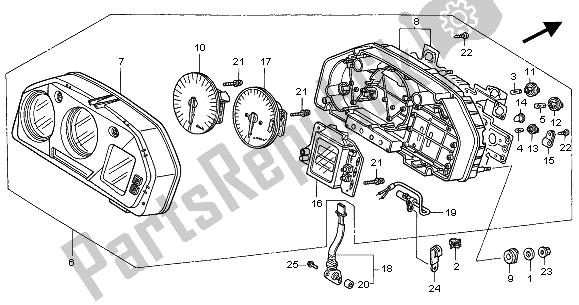 All parts for the Meter (kmh) of the Honda VFR 800 FI 2001