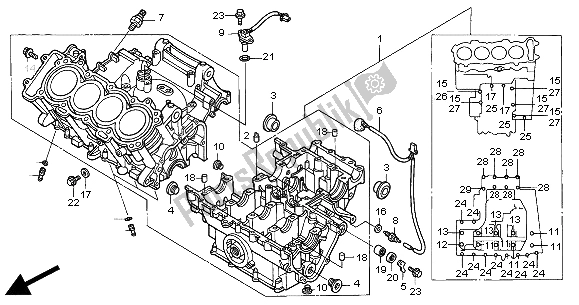 Alle onderdelen voor de Carter van de Honda CBR 900 RR 2000